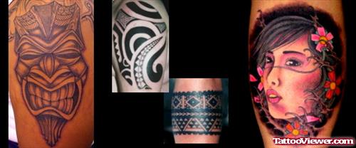 Grey Ink Hawaiian Tattoos