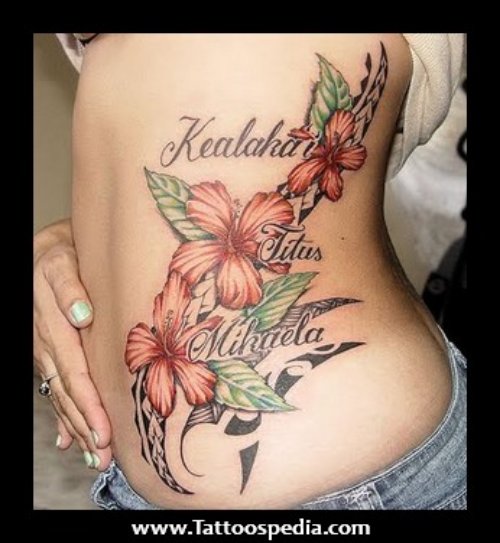 Hawaiian Tattoo On Girl Side Rib