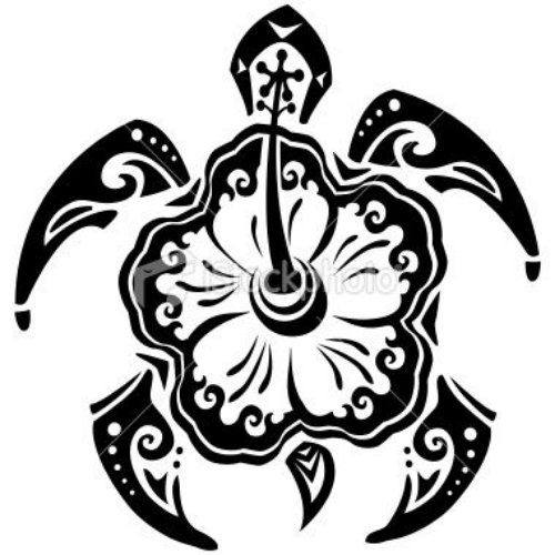 Black Tribal Turtle Hawaiian Tattoo Design