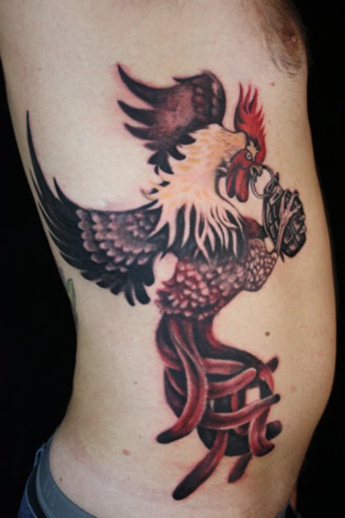 Rib Side Hawk Tattoo For Men