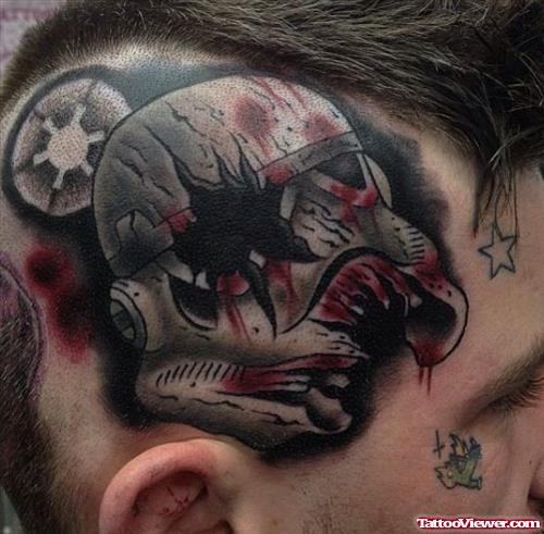 Dark Ink Scary Tattoo On Head