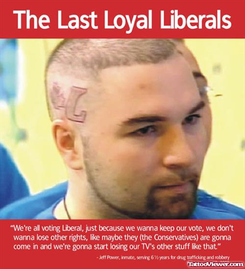 Red Ink Liberal Head Tattoo