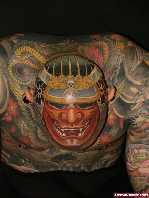 Color Ink Demon Head Tattoo For Men