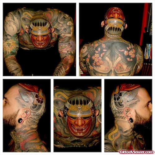 Amazing Colored Head Tattoos For Men
