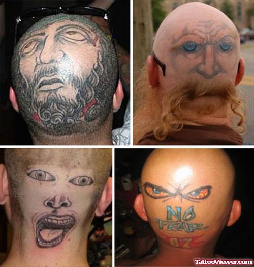 Funny Head Tattoos Designs