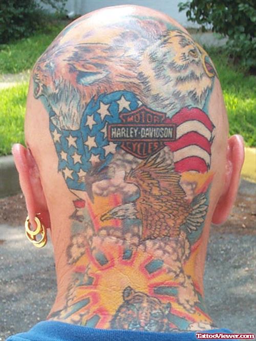 Harley Davidson Head Tattoo