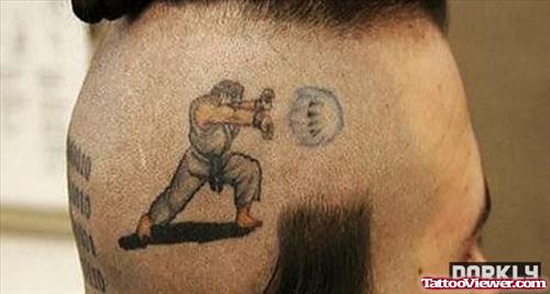 Street Fighter Hero Head Tattoo