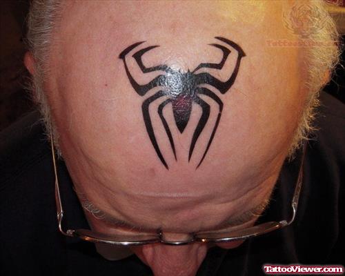 Tribal Spider Head Tattoo For Men