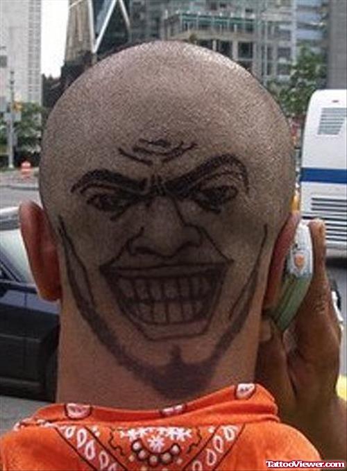 Funny Skull Head Tattoo On Back