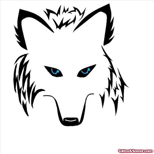 Blue eyes Wolf Head Tattoo Design