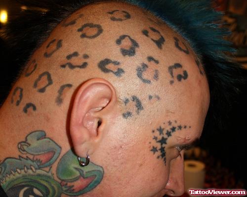Leopard Prints Head Tattoos For Men