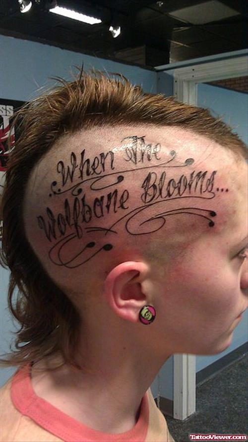 When The Wolfbane Blooms Head Tattoo