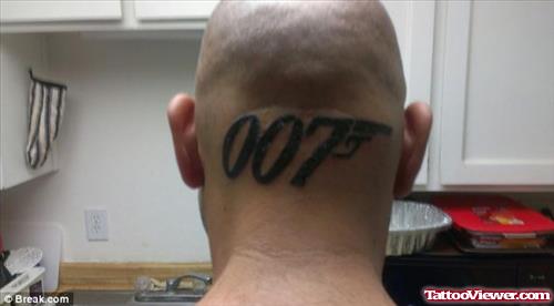 007 James Bond Back Head Tattoo