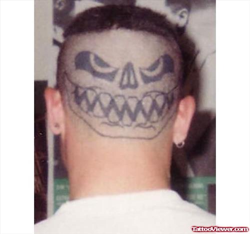 Big Teeths Tattoos On Back Head