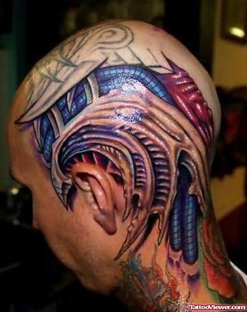 Bio Mechanical Tattoo On My Head