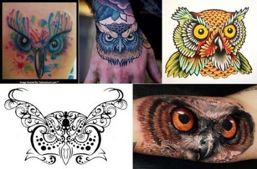 Owl Head Tattoos Designs