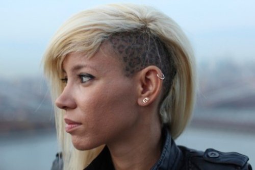 Awesome Leopard Print Head Tattoo For Girls