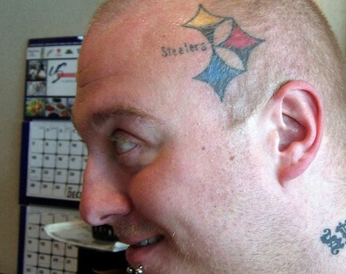 Colored Steelers Head Tattoo