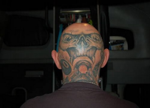 Scary Demon Skull Head Tattoo