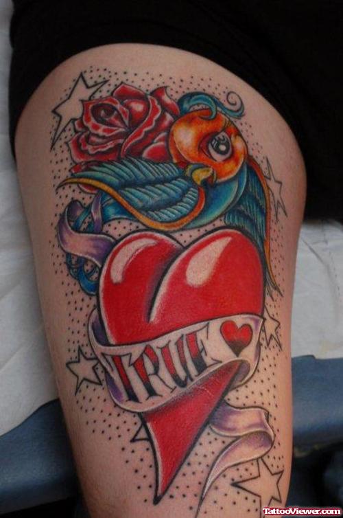 True Banner and Heart Tattoo
