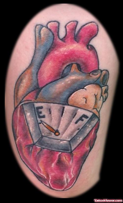 Colored Real Human Heart Tattoo Design