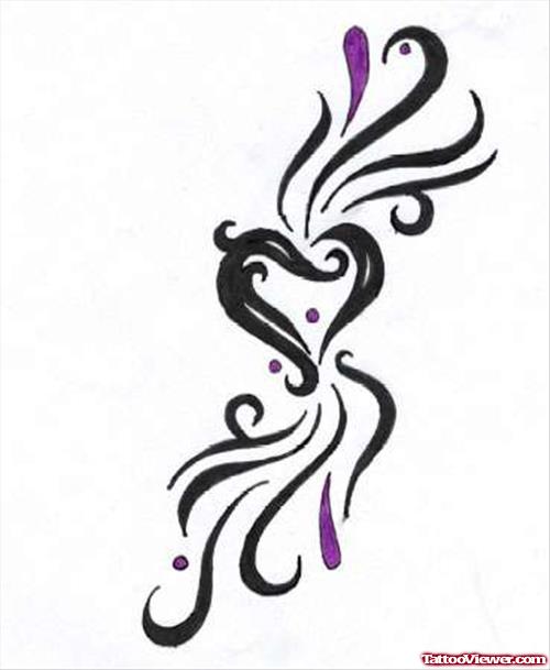 Latest Black Tribal Heart Tattoo Design