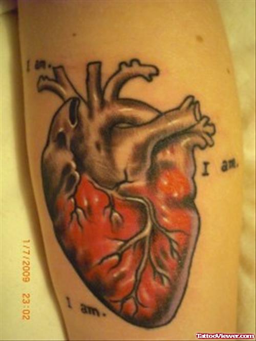Colored Red Heart Tattoo
