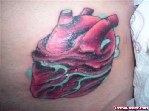Color Red Heart Tattoo