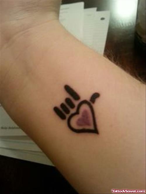 Hand Shape Heart Tattoo On Wrist