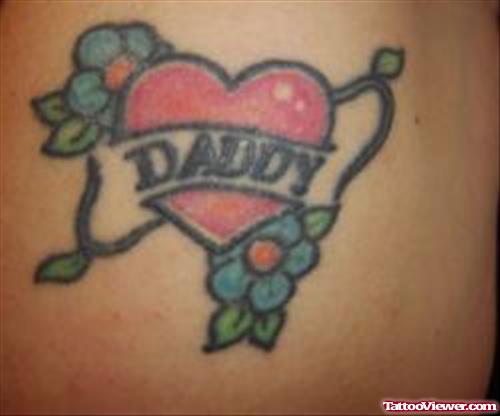 Daddy Banner and Heart Tattoo