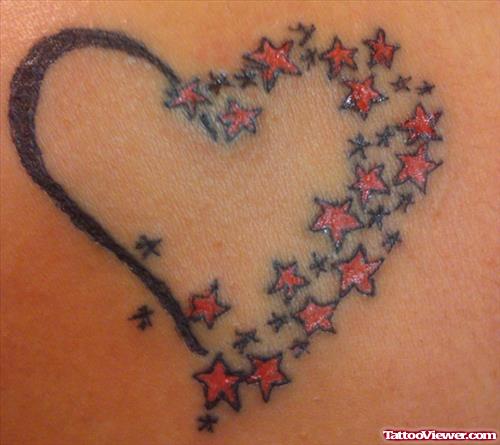 Red Stars And Heart Tattoo