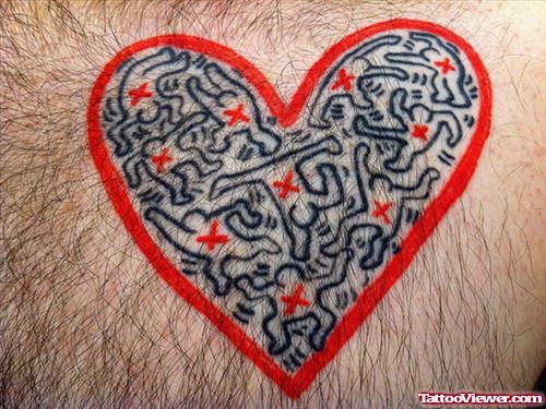 Heart Tattoo On Man Chest