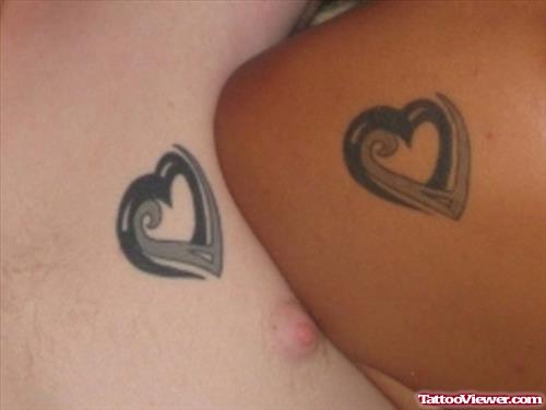 Grey Ink Heart Tattoos