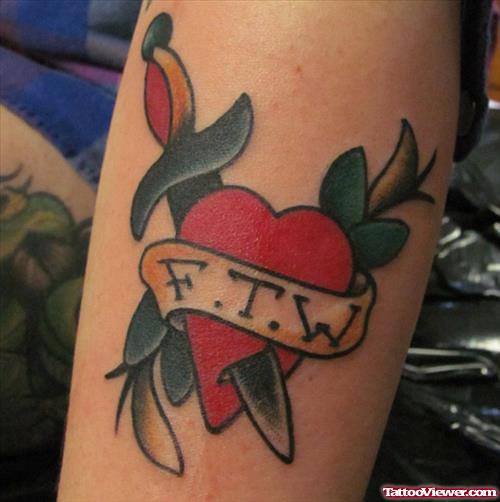 Dagger Heart Tattoo On Arm