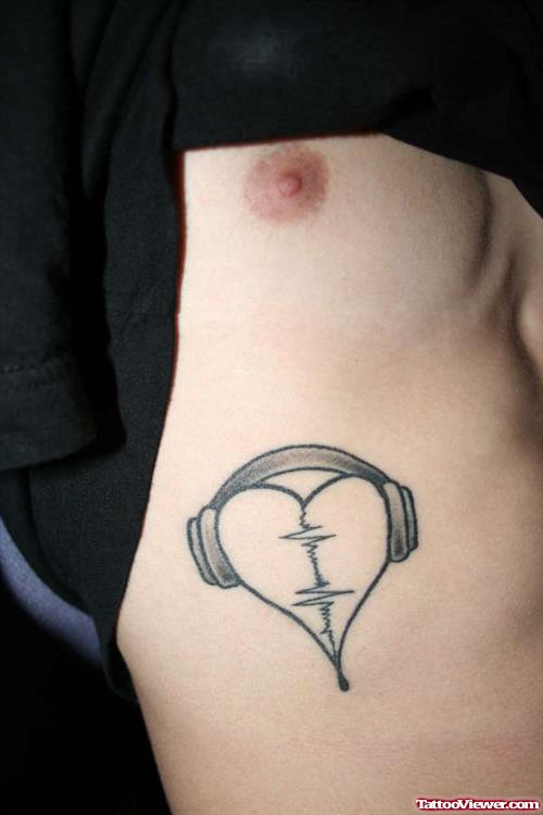 Music Heart Tattoo On Side