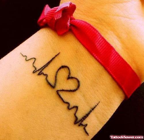 Heartbeat Tattoo On Left Wrist