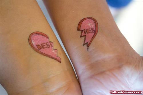 Besties Broken Heart Tattoo On Wrists