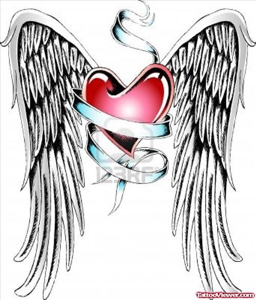Latest Winged Heart Tattoo Design