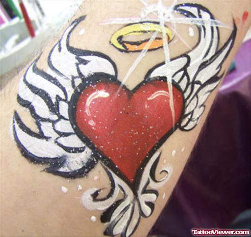 Angel White Winged Heart Tattoo