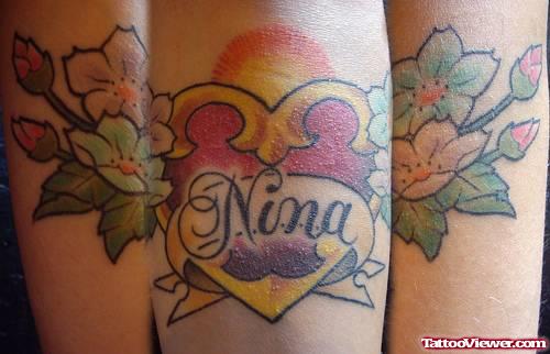 Nina Name And Heart Tattoo