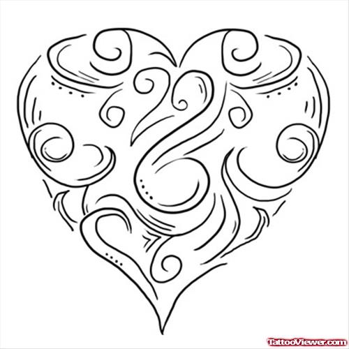 Nice Black Tribal Heart Tattoo Design