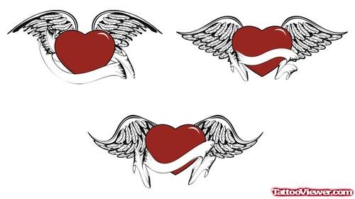 New Winged Heart Tattoo Design