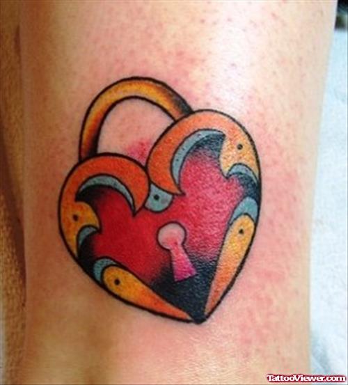 Colored Locked Heart Tattoo