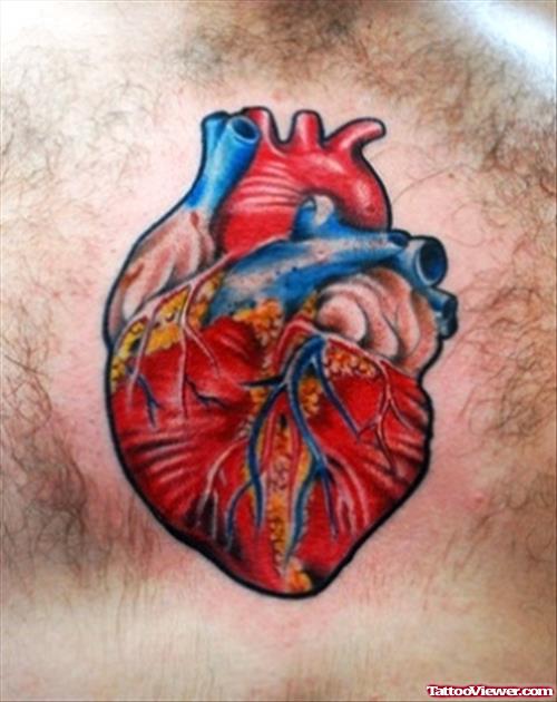 Colored Human Heart Tattoo