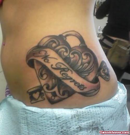 No Regrets Heart locket Tattoo