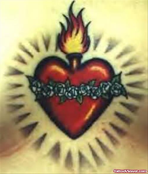 Shining Red Heart Tattoo
