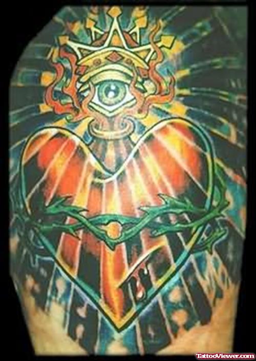 Shining Heart Tattoo On Shoulder