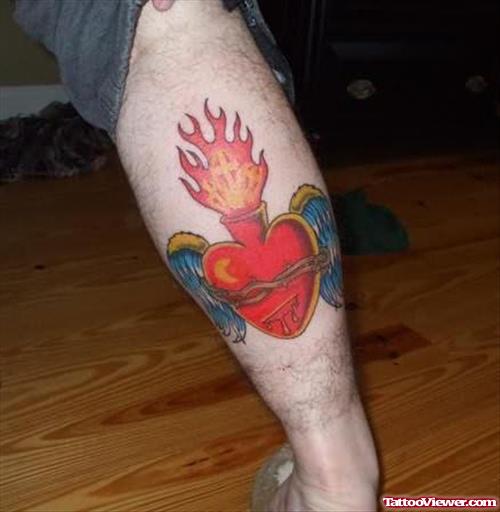 Heart Tattoo On Leg