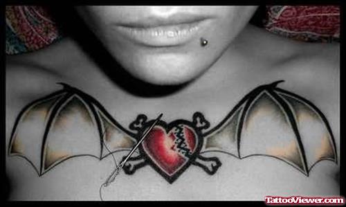 Awesome Bat Wings Heart Tattoo