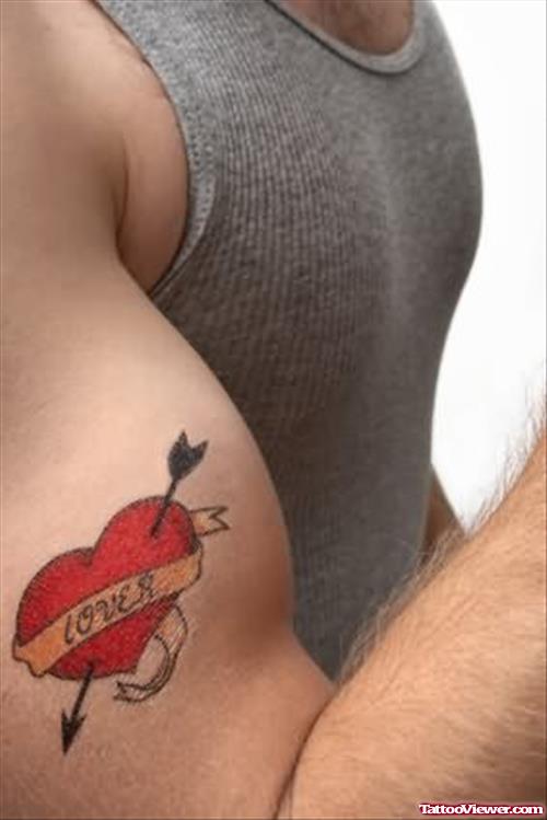 Stylish Heart Tattoo On Muscles
